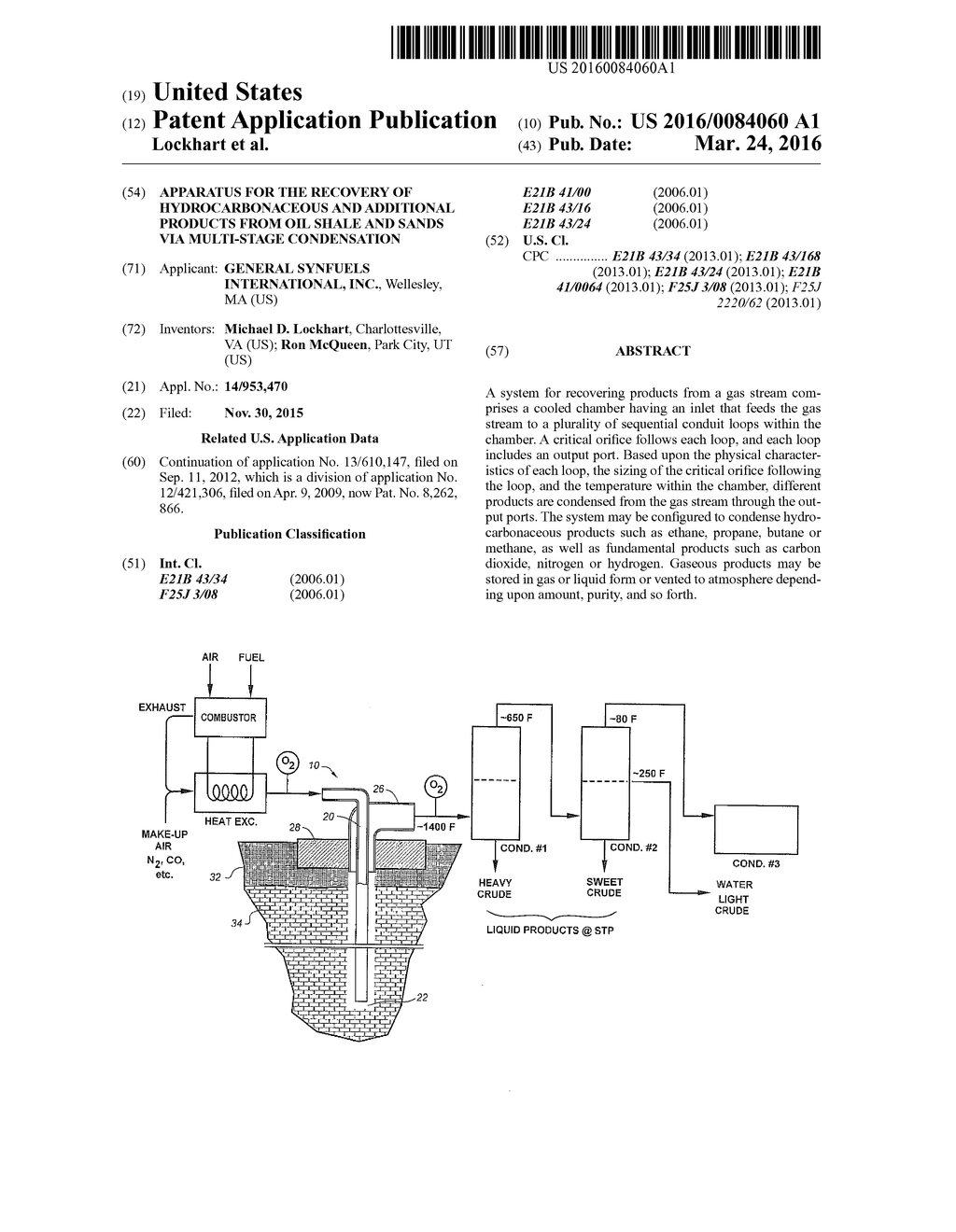 APPARATUS FOR THE RECOVERY OF HYDROCARBONACEOUS AND ADDITIONAL PRODUCTS     FROM OIL SHALE AND SANDS VIA MULTI-STAGE CONDENSATION - diagram, schematic, and image 01