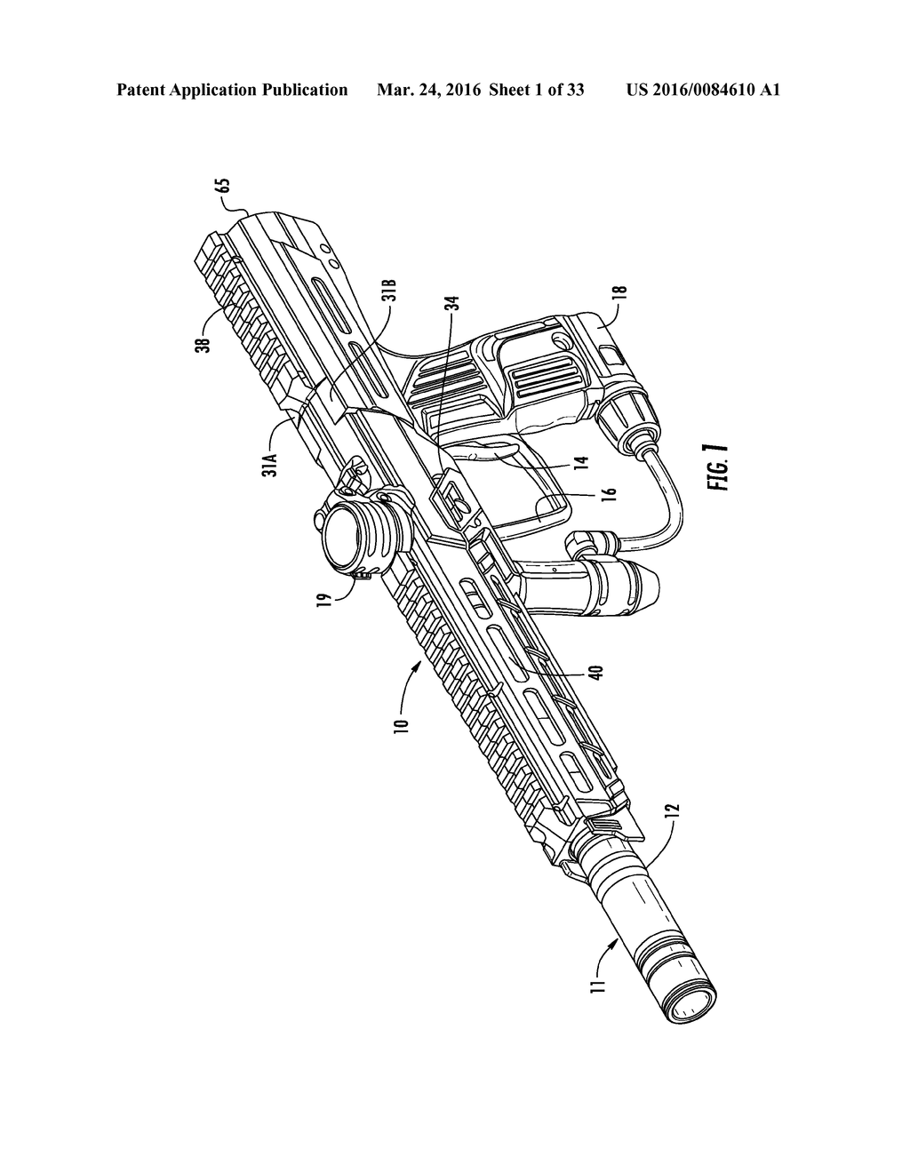 CONVERSION KIT WITH A RAIL SYSTEM FOR A PAINTBALL MARKER HAVING A HINGED     PORTION - diagram, schematic, and image 02