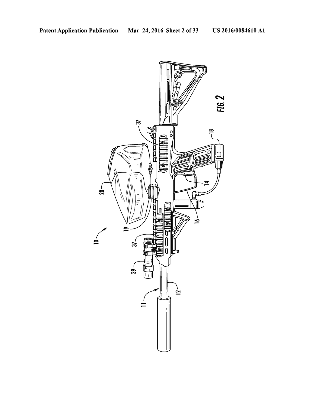 CONVERSION KIT WITH A RAIL SYSTEM FOR A PAINTBALL MARKER HAVING A HINGED     PORTION - diagram, schematic, and image 03