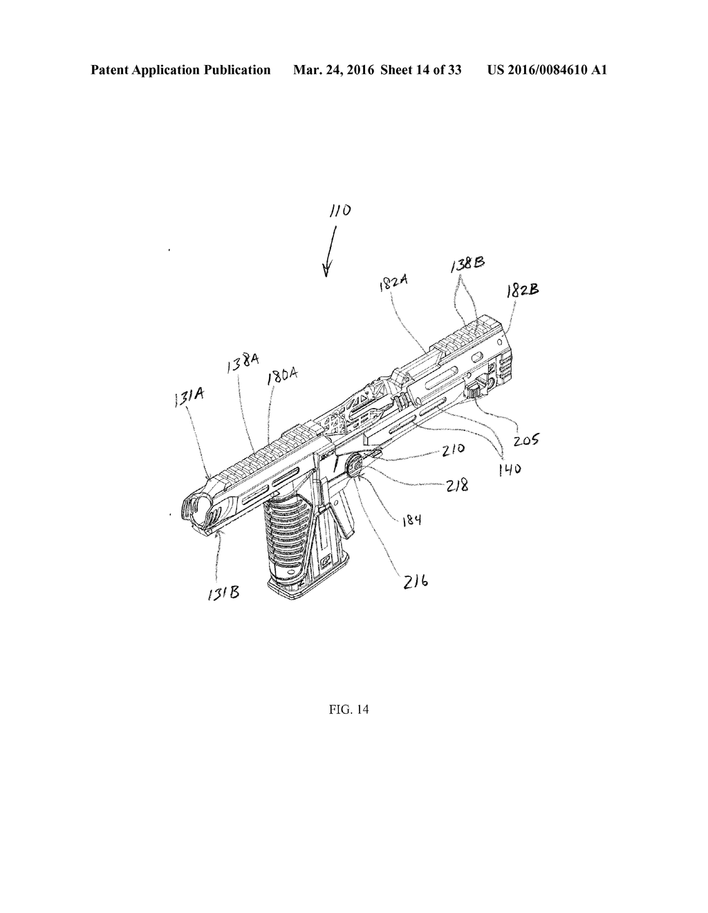 CONVERSION KIT WITH A RAIL SYSTEM FOR A PAINTBALL MARKER HAVING A HINGED     PORTION - diagram, schematic, and image 15