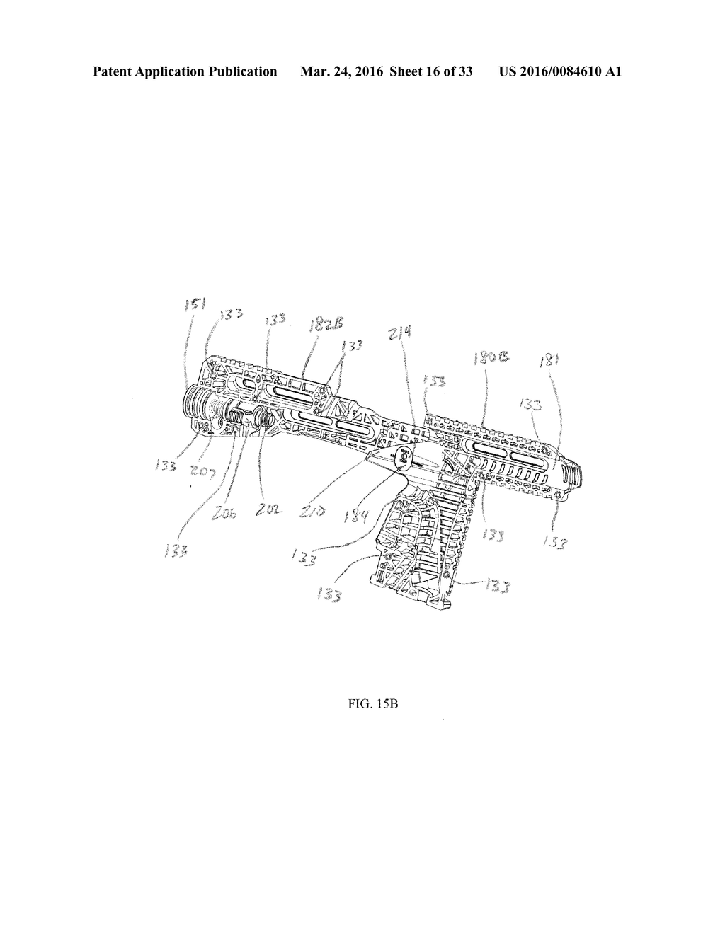 CONVERSION KIT WITH A RAIL SYSTEM FOR A PAINTBALL MARKER HAVING A HINGED     PORTION - diagram, schematic, and image 17