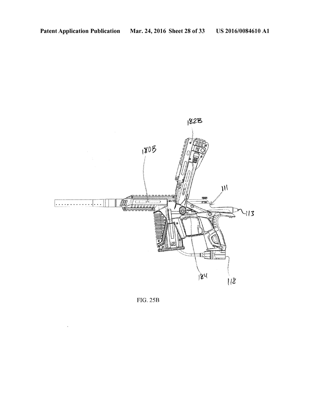 CONVERSION KIT WITH A RAIL SYSTEM FOR A PAINTBALL MARKER HAVING A HINGED     PORTION - diagram, schematic, and image 29