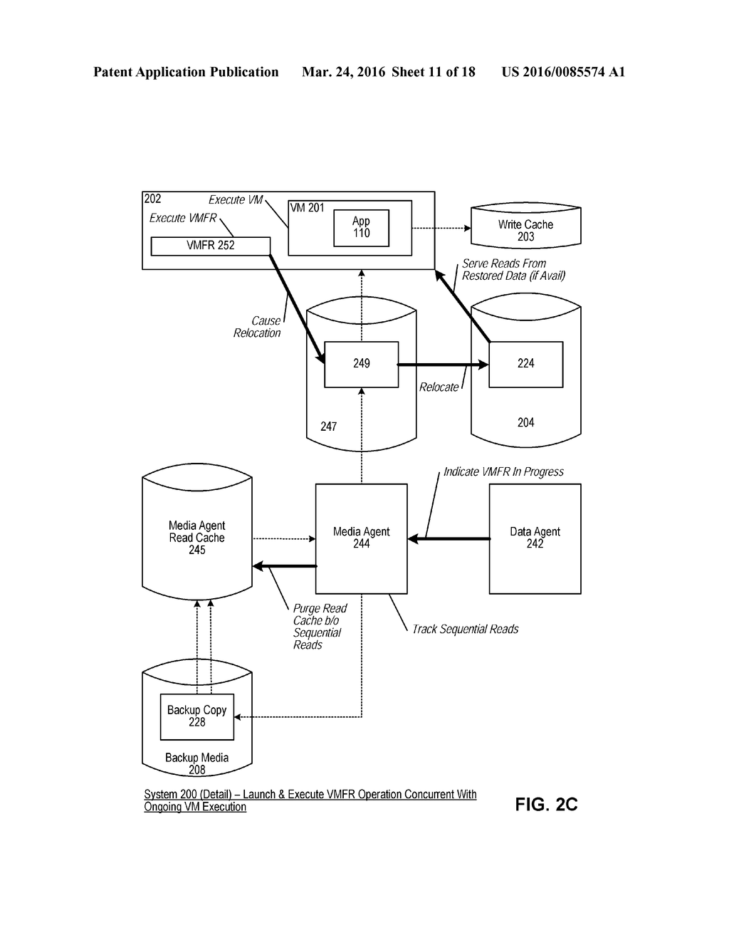 EFFICIENTLY RESTORING EXECUTION OF A BACKED UP VIRTUAL MACHINE BASED ON     COORDINATION WITH VIRTUAL-MACHINE-FILE-RELOCATION OPERATIONS - diagram, schematic, and image 12