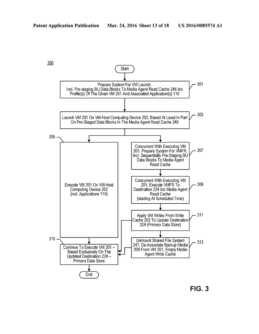 EFFICIENTLY RESTORING EXECUTION OF A BACKED UP VIRTUAL MACHINE BASED ON     COORDINATION WITH VIRTUAL-MACHINE-FILE-RELOCATION OPERATIONS - diagram, schematic, and image 14