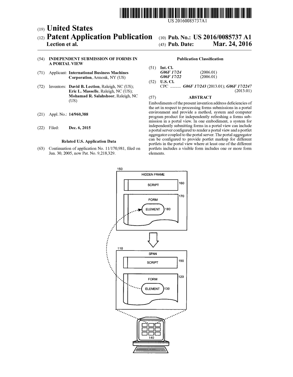 INDEPENDENT SUBMISSION OF FORMS IN A PORTAL VIEW - diagram, schematic, and image 01