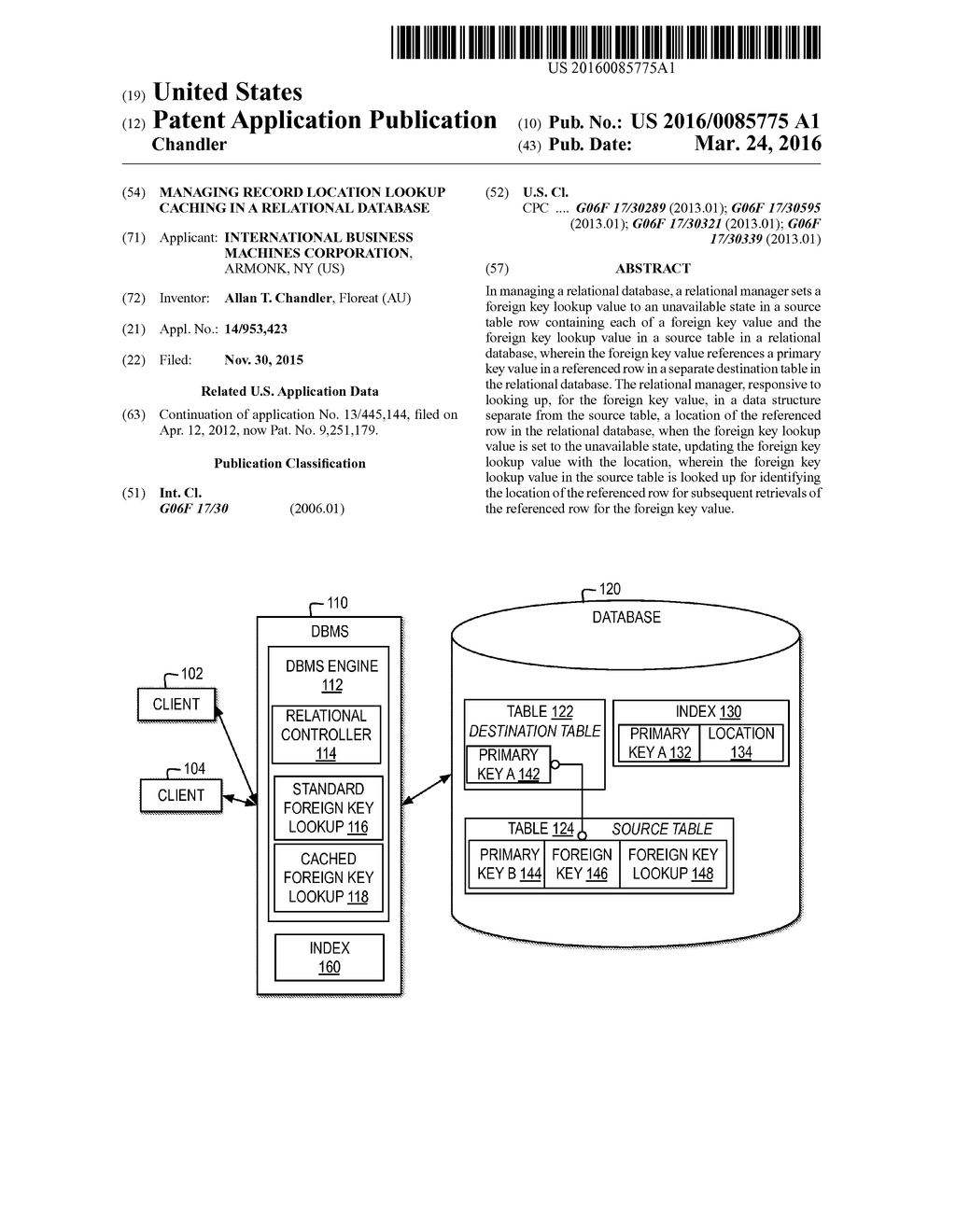 MANAGING RECORD LOCATION LOOKUP CACHING IN A RELATIONAL DATABASE - diagram, schematic, and image 01