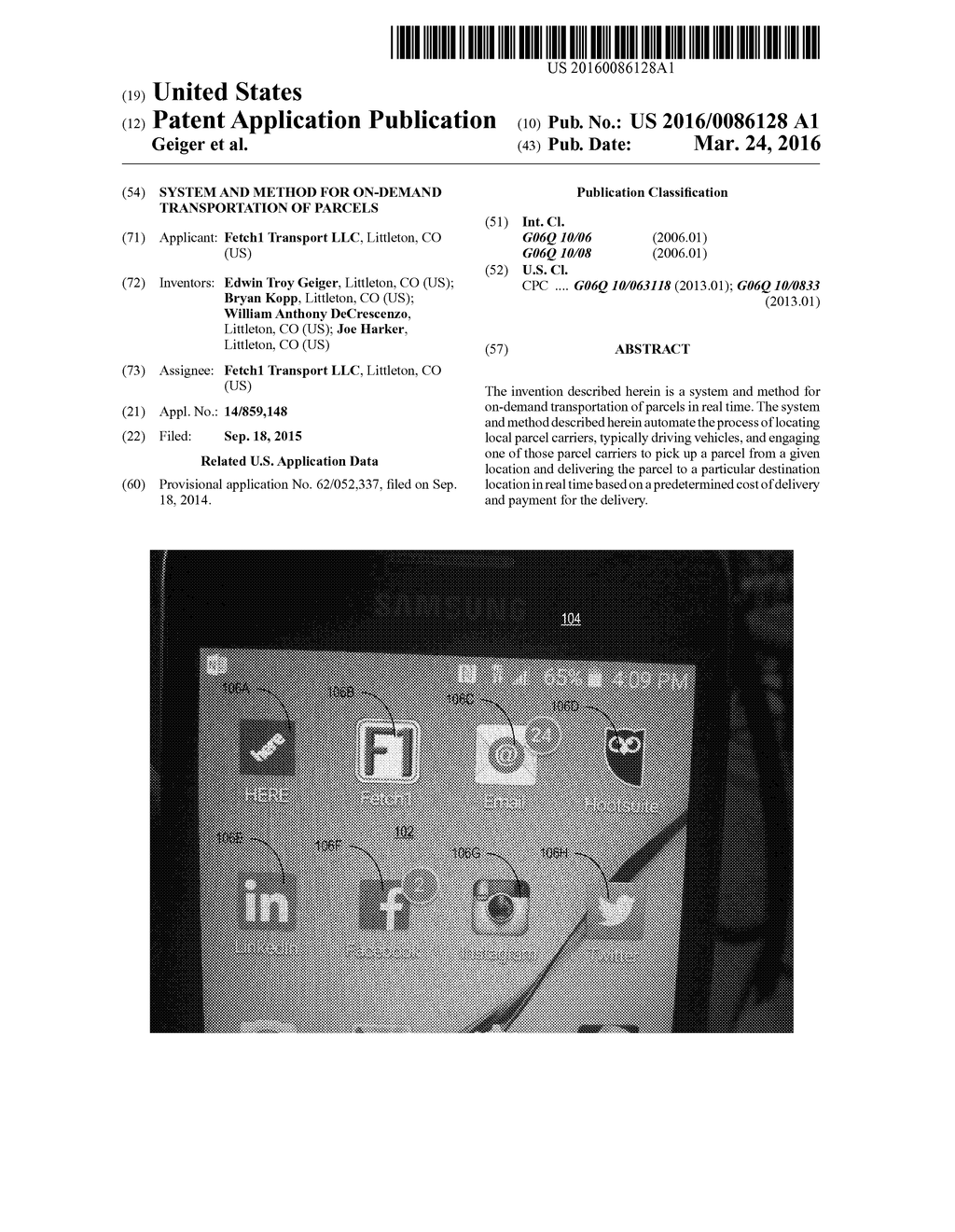 SYSTEM AND METHOD FOR ON-DEMAND TRANSPORTATION OF PARCELS - diagram, schematic, and image 01