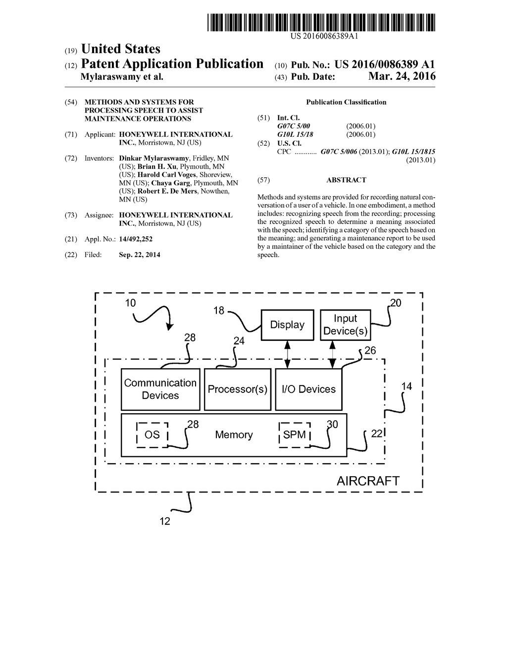 METHODS AND SYSTEMS FOR PROCESSING SPEECH TO ASSIST MAINTENANCE OPERATIONS - diagram, schematic, and image 01