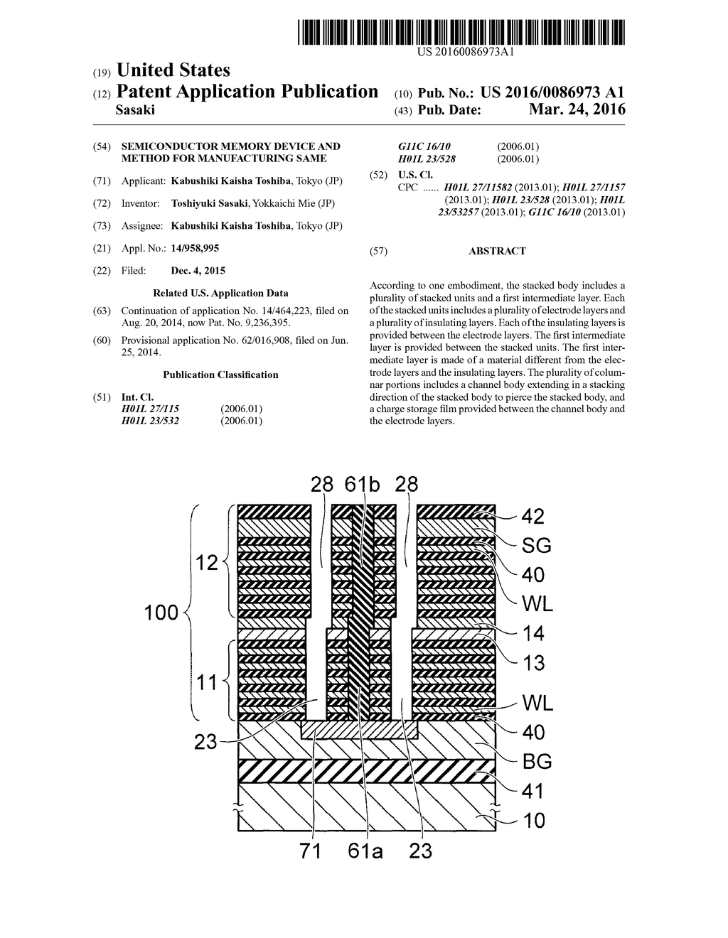 SEMICONDUCTOR MEMORY DEVICE AND METHOD FOR MANUFACTURING SAME - diagram, schematic, and image 01