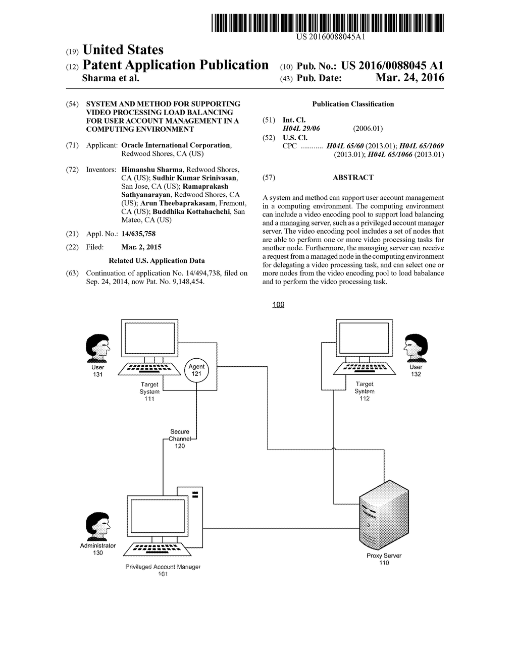 SYSTEM AND METHOD FOR SUPPORTING VIDEO PROCESSING LOAD BALANCING FOR USER     ACCOUNT MANAGEMENT IN A COMPUTING ENVIRONMENT - diagram, schematic, and image 01