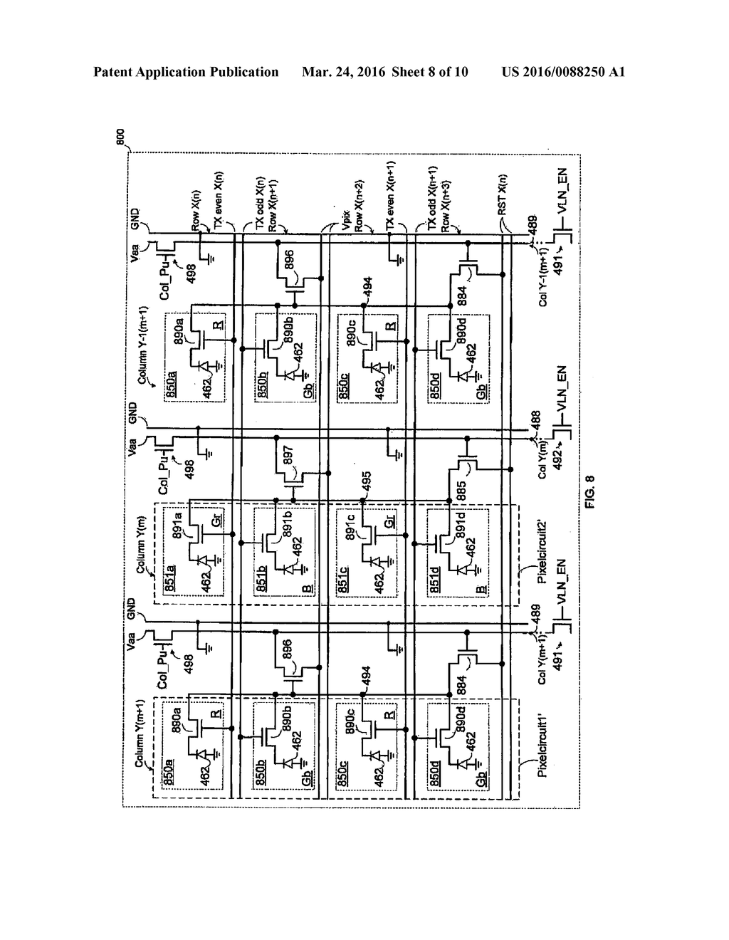 PIXEL ARRAY WITH SHARED PIXELS IN A SINGLE COLUMN AND ASSOCIATED DEVICES,     SYSTEMS, AND METHODS - diagram, schematic, and image 09