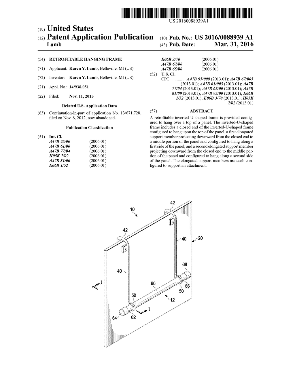 RETROFITABLE HANGING FRAME - diagram, schematic, and image 01