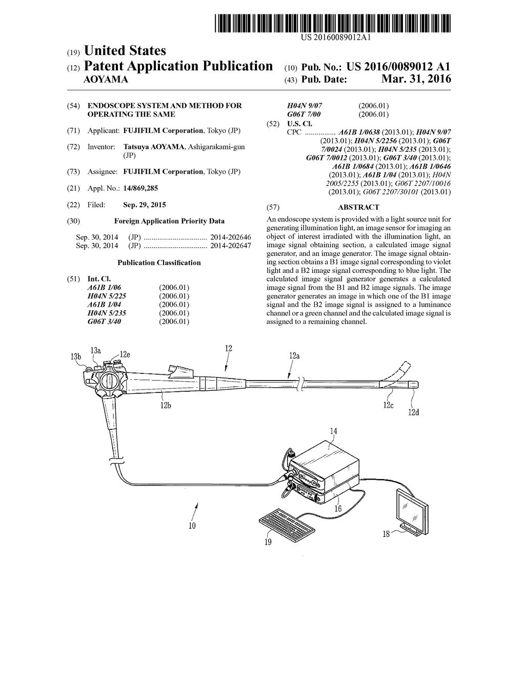 ENDOSCOPE SYSTEM AND METHOD FOR OPERATING THE SAME - diagram, schematic, and image 01