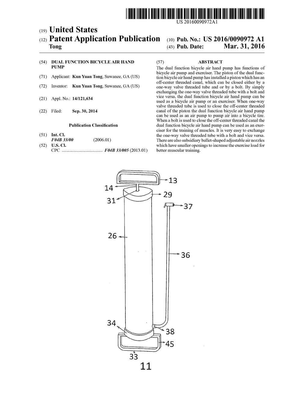 Dual function bicycle air hand pump - diagram, schematic, and image 01