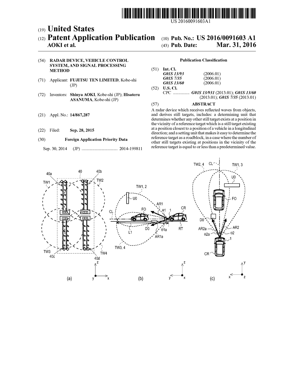 RADAR DEVICE, VEHICLE CONTROL SYSTEM, AND SIGNAL PROCESSING METHOD - diagram, schematic, and image 01