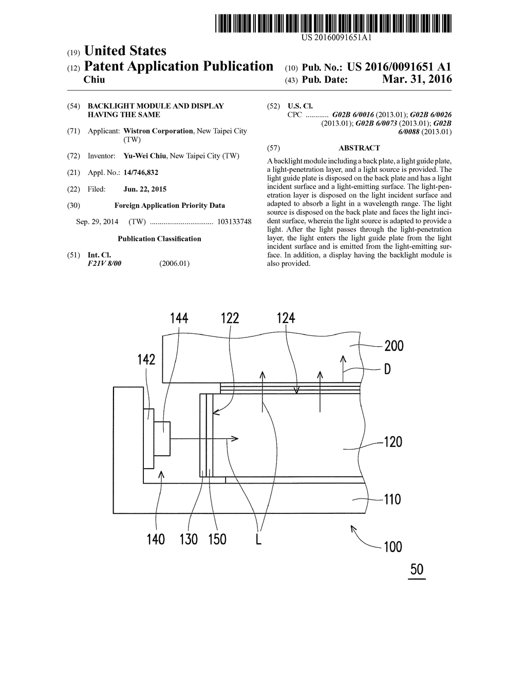 BACKLIGHT MODULE AND DISPLAY HAVING THE SAME - diagram, schematic, and image 01