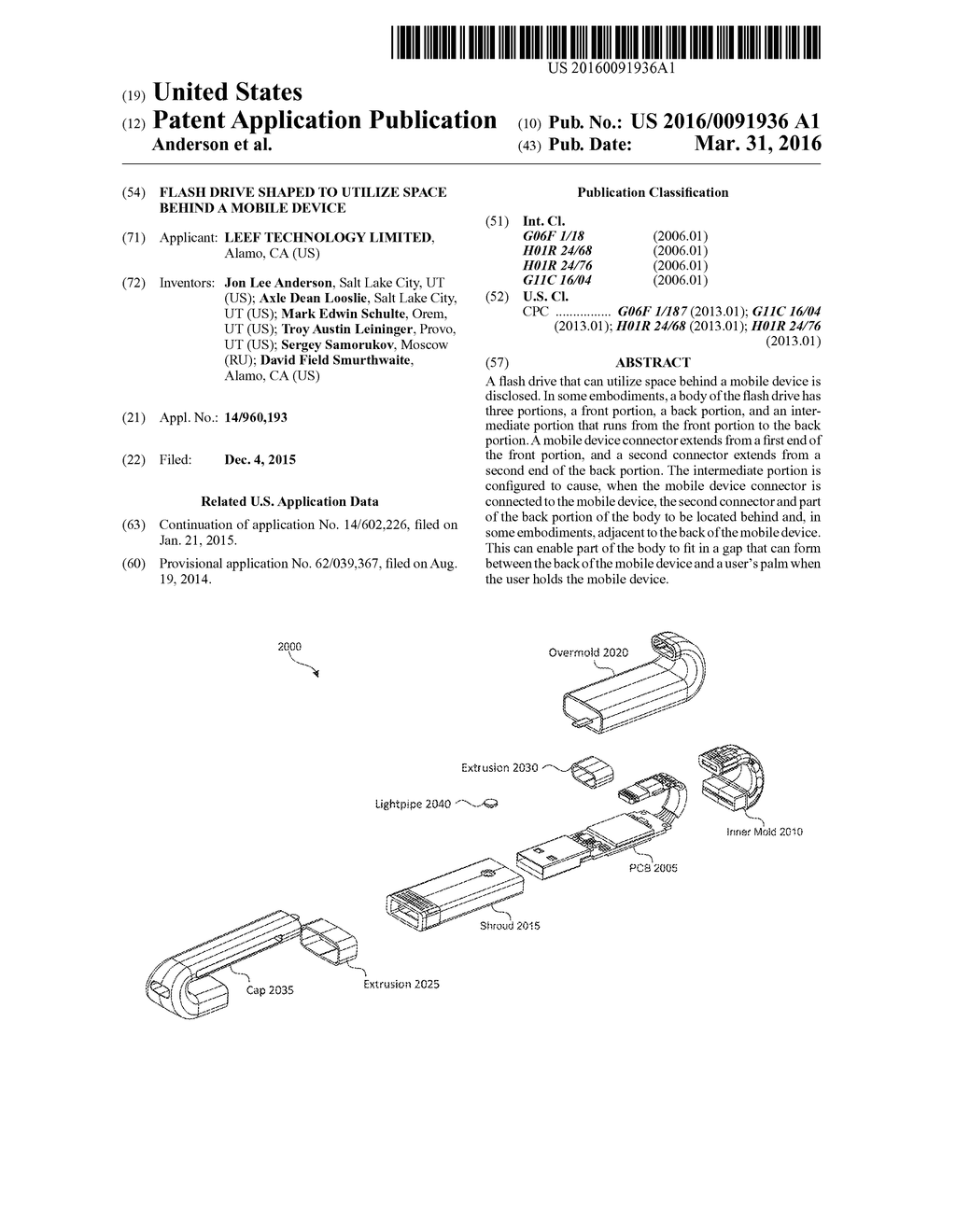 FLASH DRIVE SHAPED TO UTILIZE SPACE BEHIND A MOBILE DEVICE - diagram, schematic, and image 01