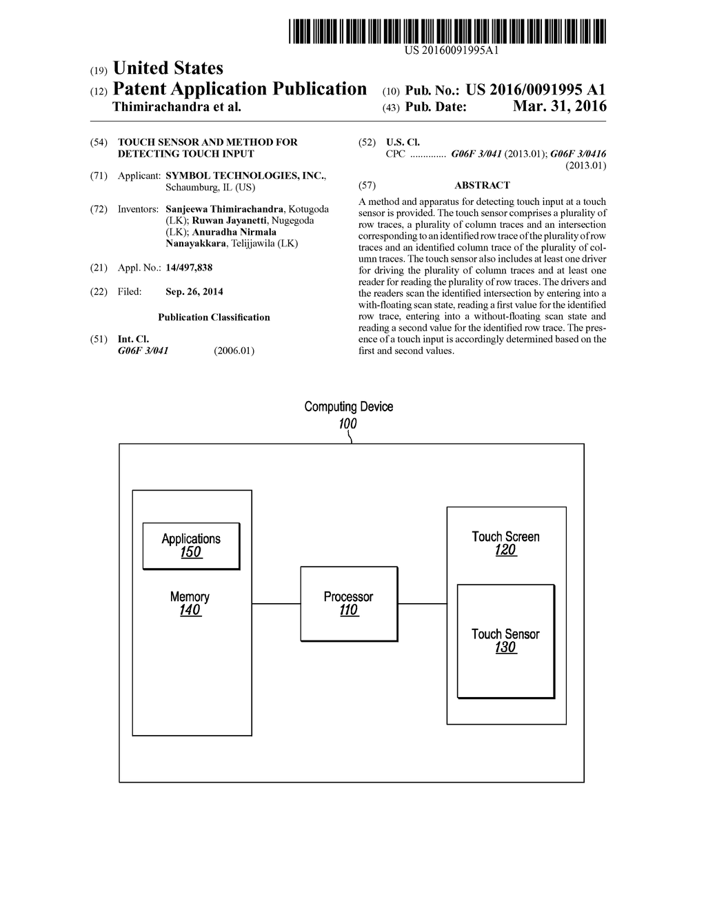 TOUCH SENSOR AND METHOD FOR DETECTING TOUCH INPUT - diagram, schematic, and image 01