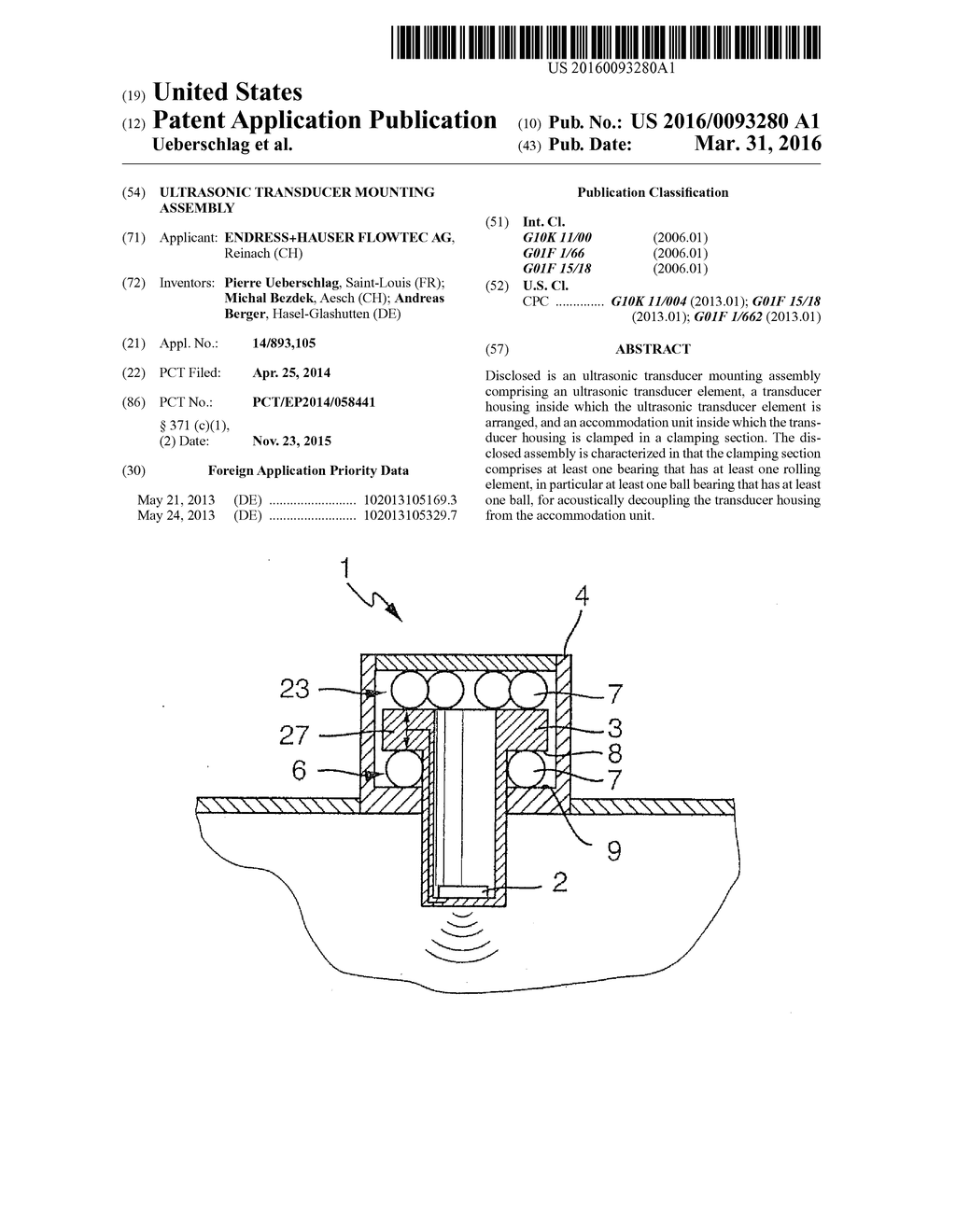 Ultrasonic Transducer Mounting Assembly - diagram, schematic, and image 01