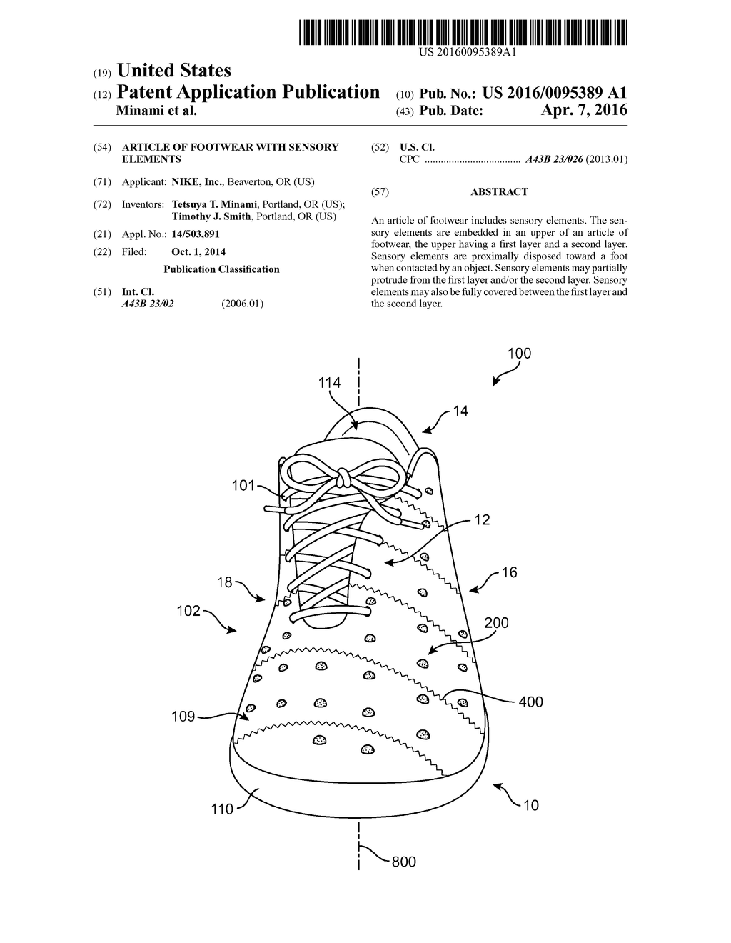 Article of Footwear With Sensory Elements - diagram, schematic, and image 01