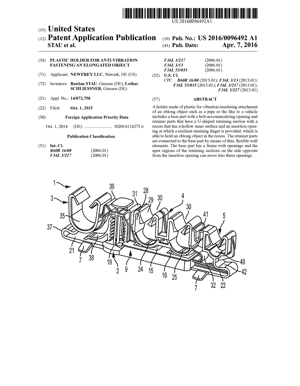 PLASTIC HOLDER FOR ANTI-VIBRATION FASTENING AN ELONGATED OBJECT - diagram, schematic, and image 01