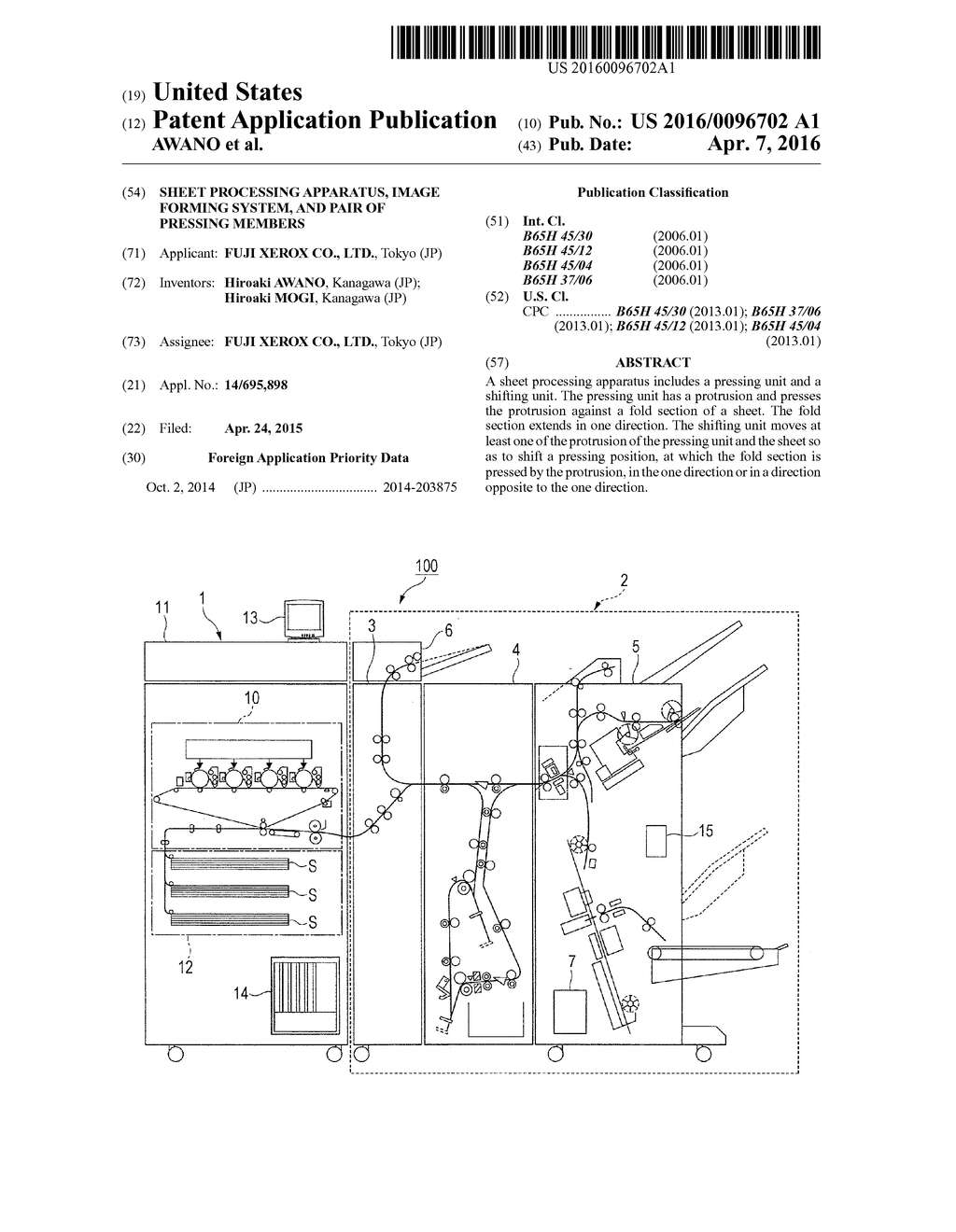 SHEET PROCESSING APPARATUS, IMAGE FORMING SYSTEM, AND PAIR OF PRESSING     MEMBERS - diagram, schematic, and image 01