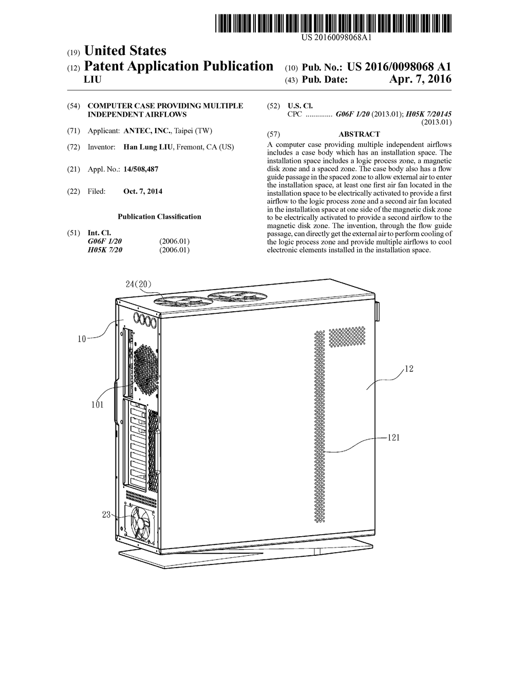 COMPUTER CASE PROVIDING MULTIPLE INDEPENDENT AIRFLOWS - diagram, schematic, and image 01