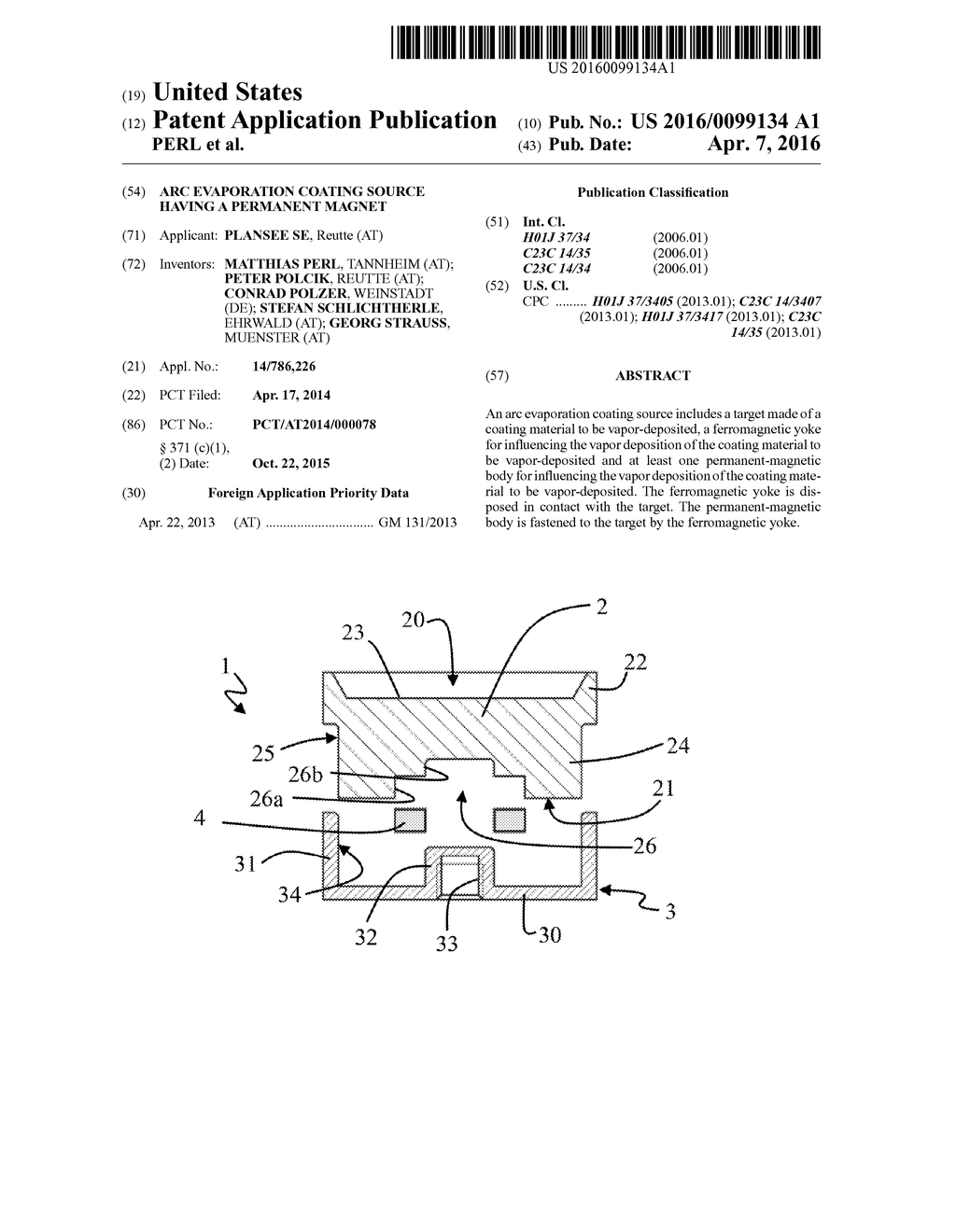 ARC EVAPORATION COATING SOURCE HAVING A PERMANENT MAGNET - diagram, schematic, and image 01