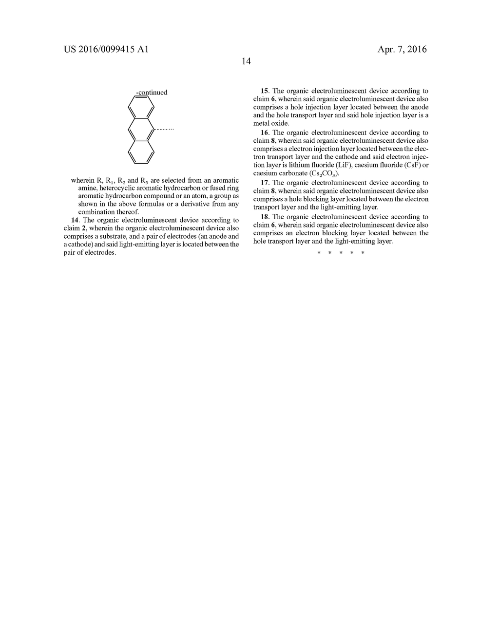 ORGANIC ELECTROLUMINESCENT DEVICE BASED ON NEUTRAL FREE-RADICAL     ELECTROLUMINESCENT MATERIAL - diagram, schematic, and image 18