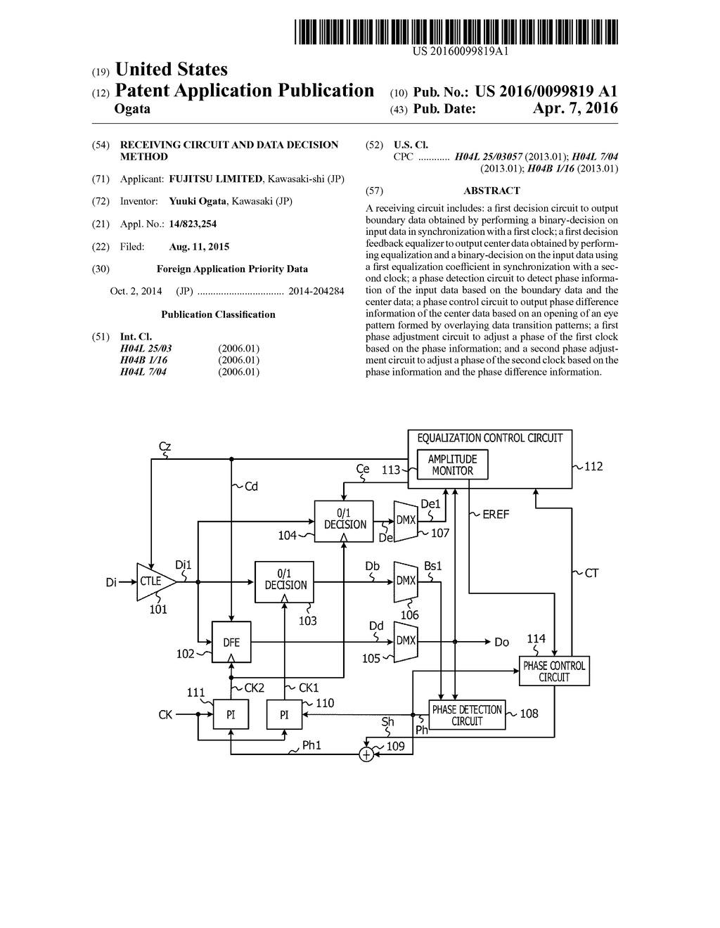 RECEIVING CIRCUIT AND DATA DECISION METHOD - diagram, schematic, and image 01