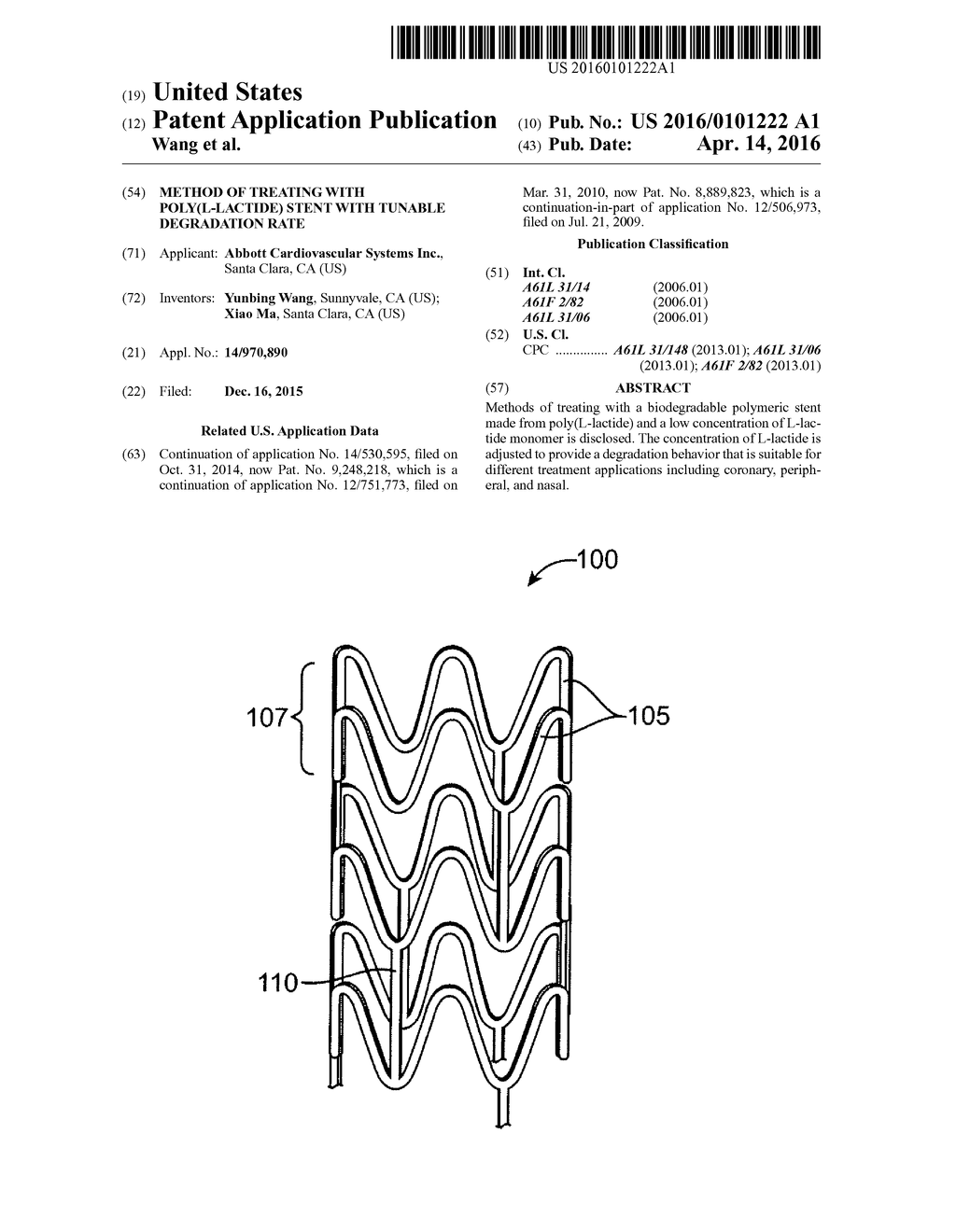 METHOD OF TREATING WITH POLY(L-LACTIDE) STENT WITH TUNABLE DEGRADATION     RATE - diagram, schematic, and image 01