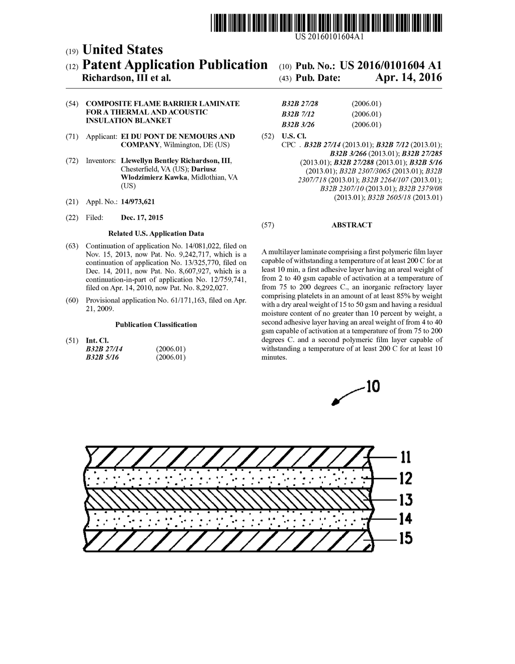 COMPOSITE FLAME BARRIER LAMINATE FOR A THERMAL AND ACOUSTIC INSULATION     BLANKET - diagram, schematic, and image 01