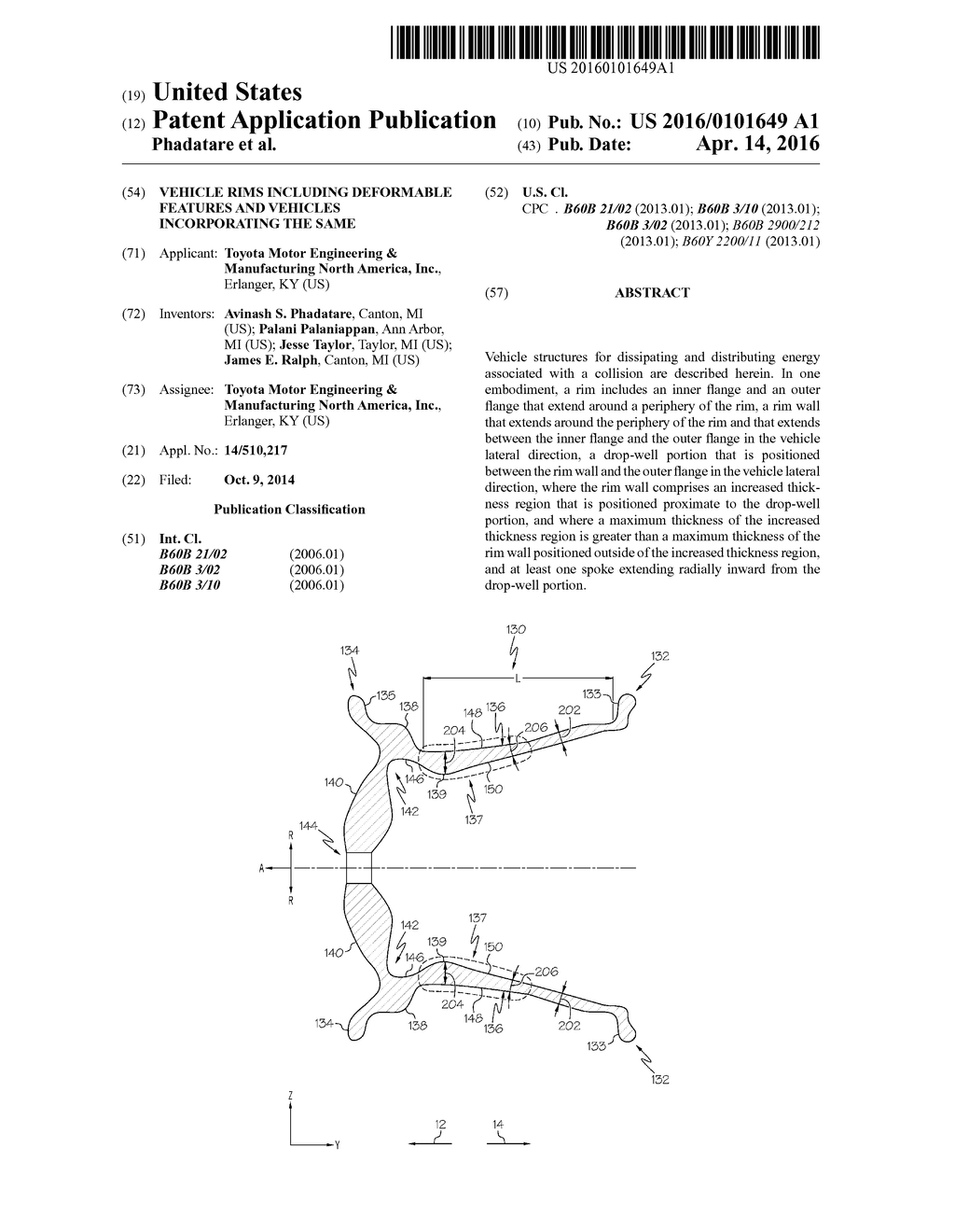 Vehicle Rims Including Deformable Features and Vehicles Incorporating The     Same - diagram, schematic, and image 01