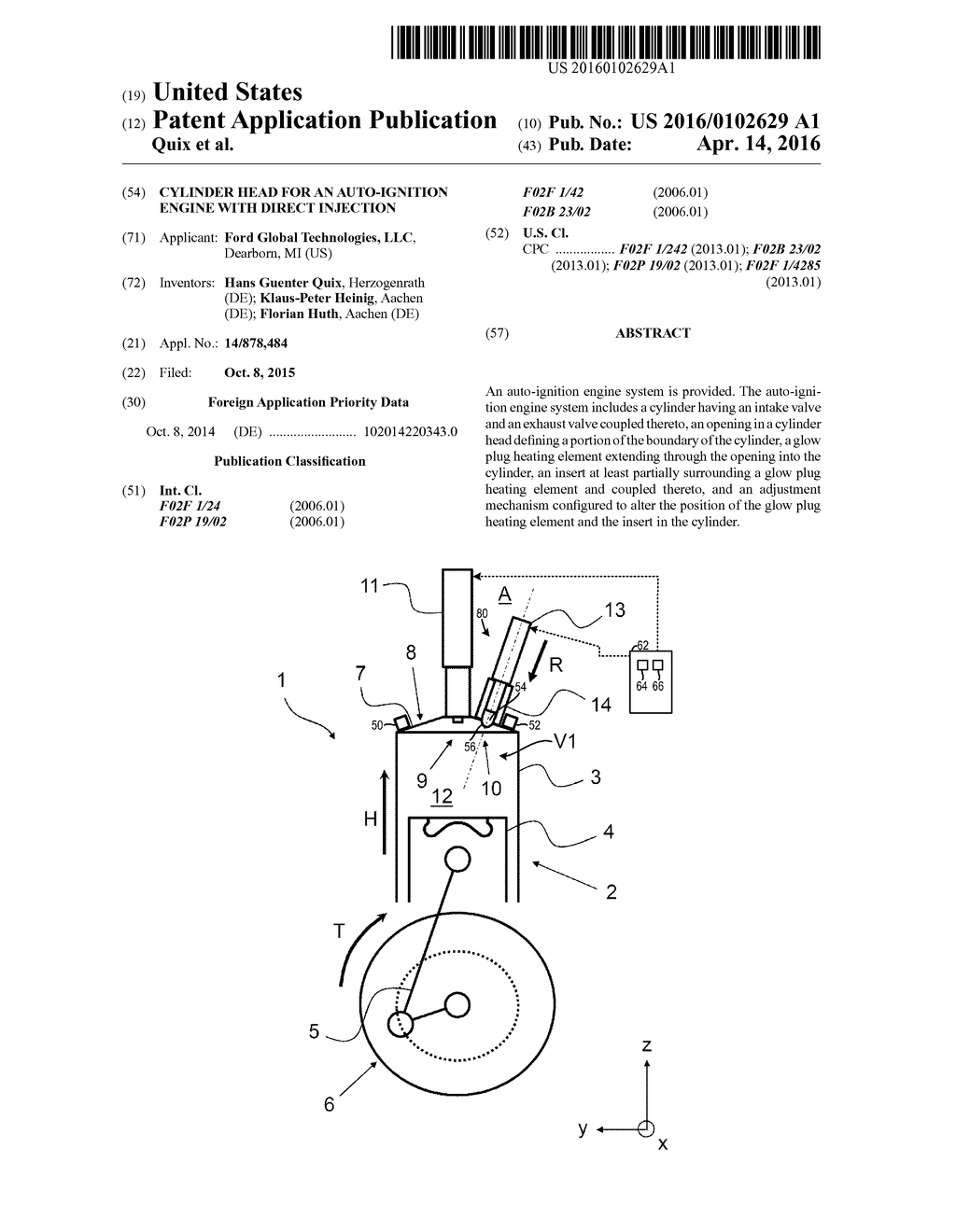 CYLINDER HEAD FOR AN AUTO-IGNITION ENGINE WITH DIRECT INJECTION - diagram, schematic, and image 01