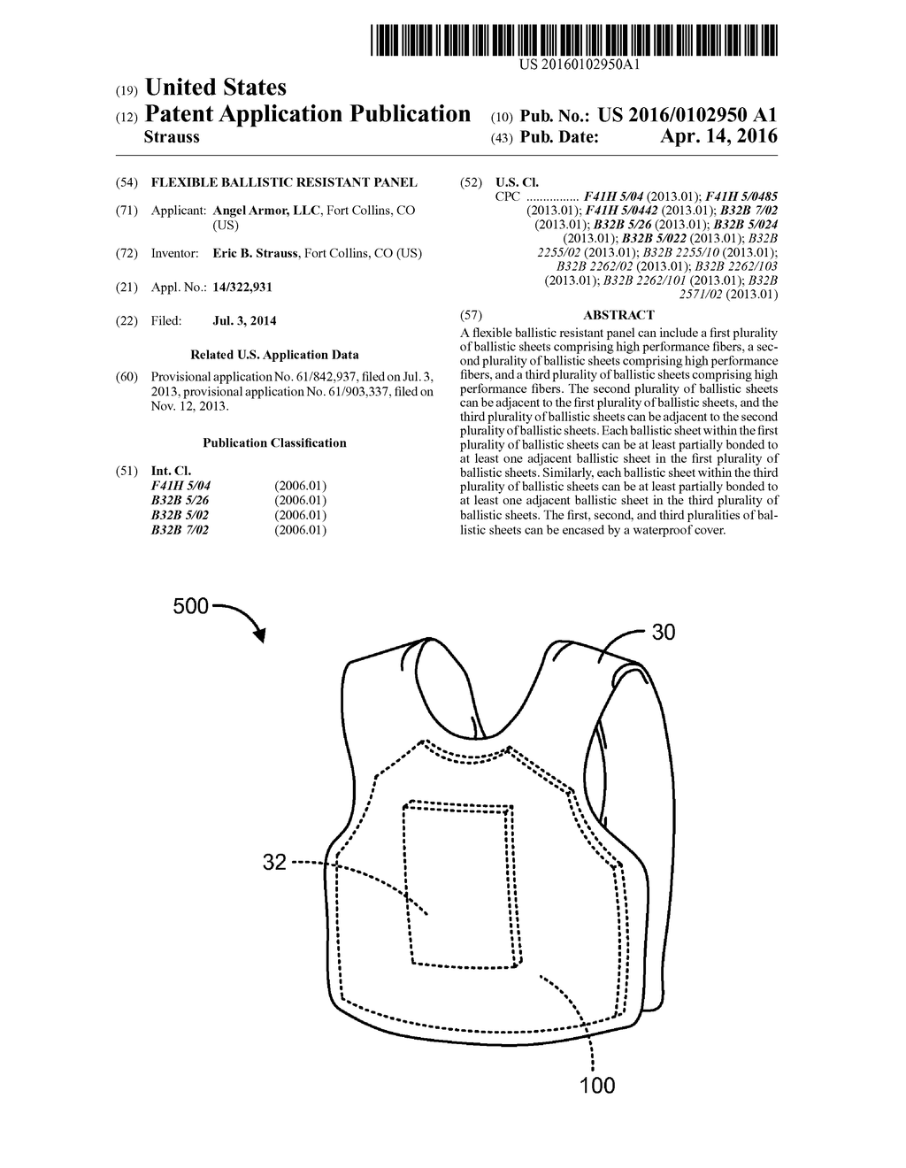 FLEXIBLE BALLISTIC RESISTANT PANEL - diagram, schematic, and image 01