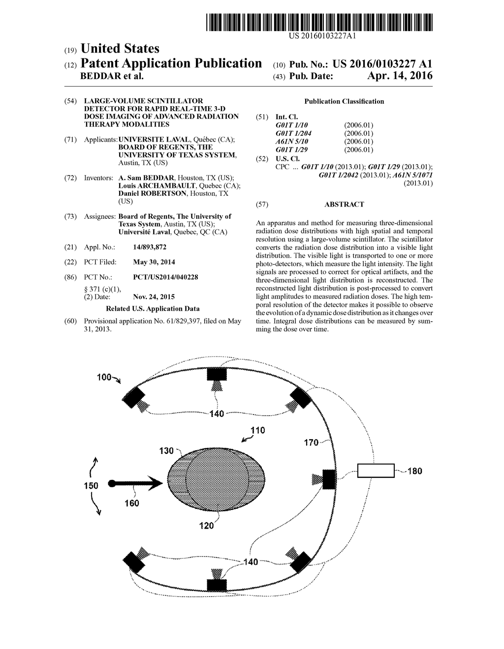 LARGE-VOLUME SCINTILLATOR DETECTOR FOR RAPID REAL-TIME 3-D DOSE IMAGING OF     ADVANCED RADIATION THERAPY MODALITIES - diagram, schematic, and image 01