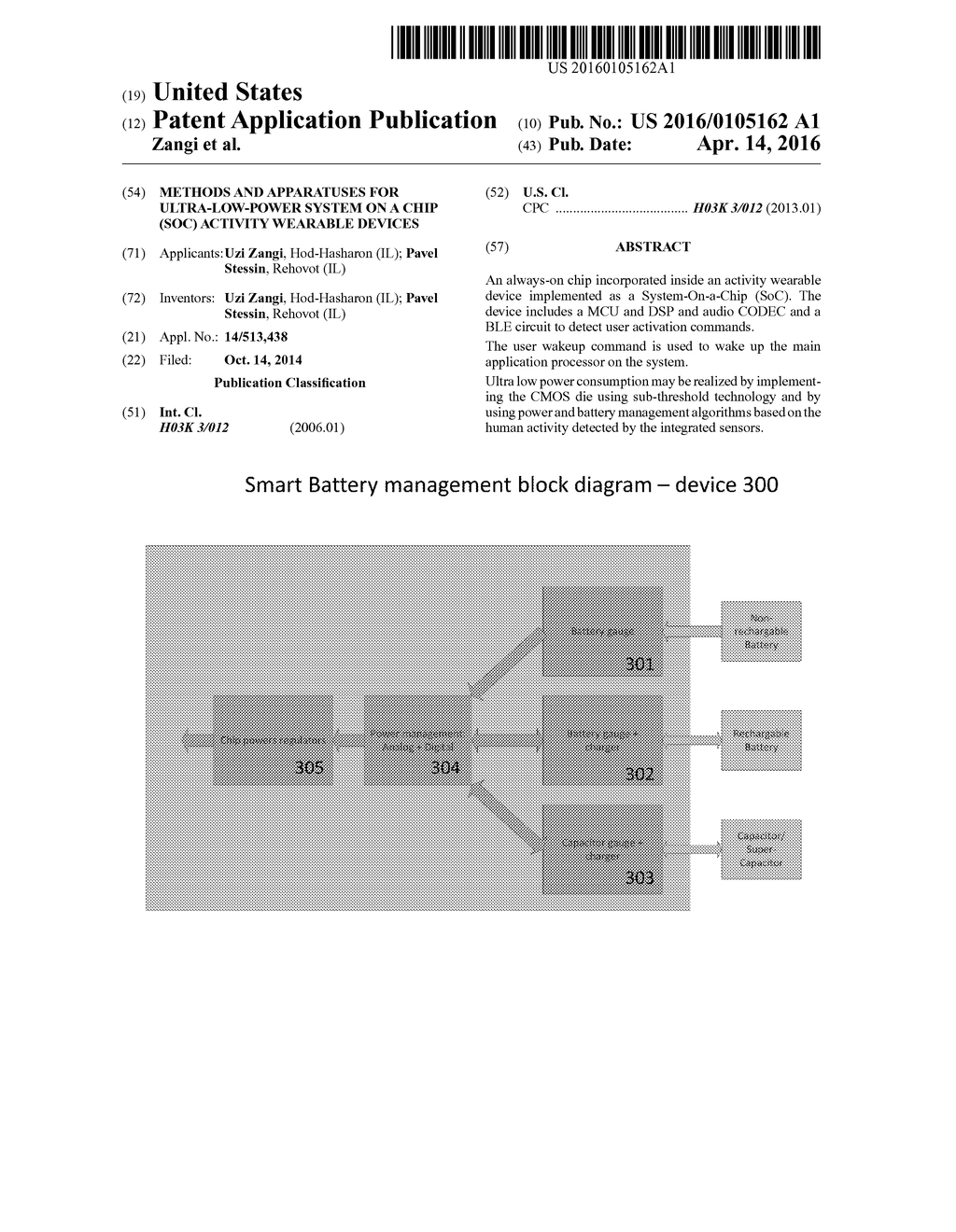 METHODS AND APPARATUSES FOR ULTRA-LOW-POWER SYSTEM ON A CHIP (SoC)     ACTIVITY WEARABLE DEVICES - diagram, schematic, and image 01