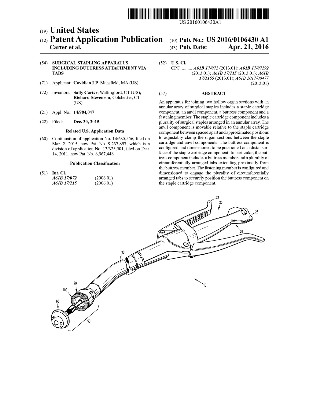 SURGICAL STAPLING APPARATUS INCLUDING BUTTRESS ATTACHMENT VIA TABS - diagram, schematic, and image 01