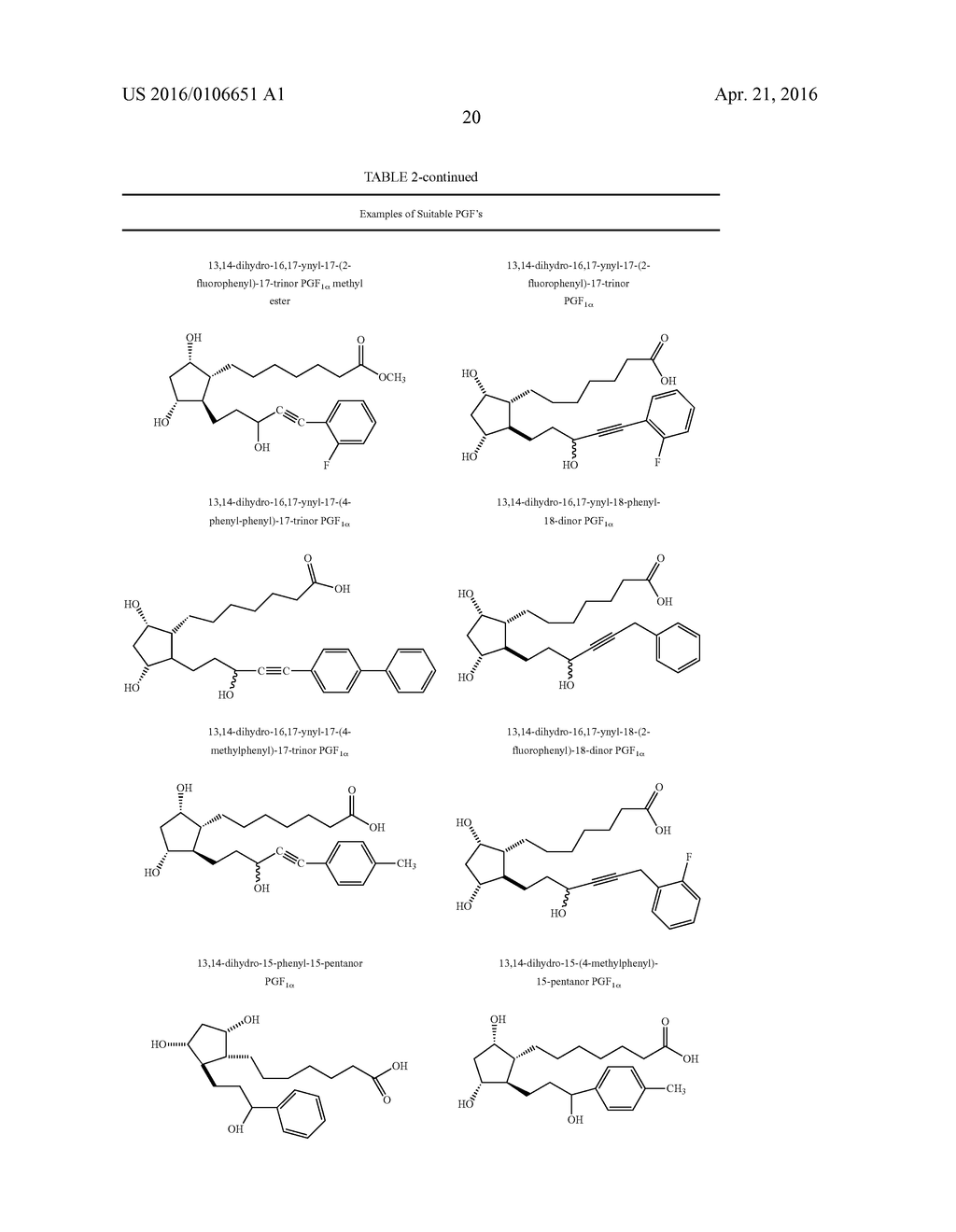 COMPOSITIONS AND METHODS FOR TREATING HAIR LOSS USING NON-NATURALLY     OCCURRING PROSTAGLANDINS - diagram, schematic, and image 21