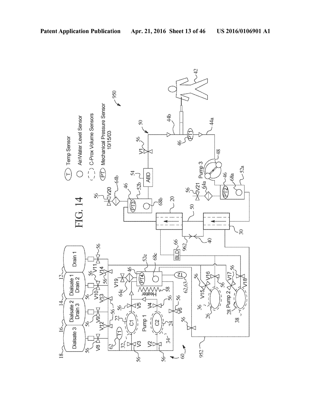 RENAL FAILURE THERAPY MACHINES AND METHODS INCLUDING CONVECTIVE AND     DIFFUSIVE CLEARANCE - diagram, schematic, and image 14