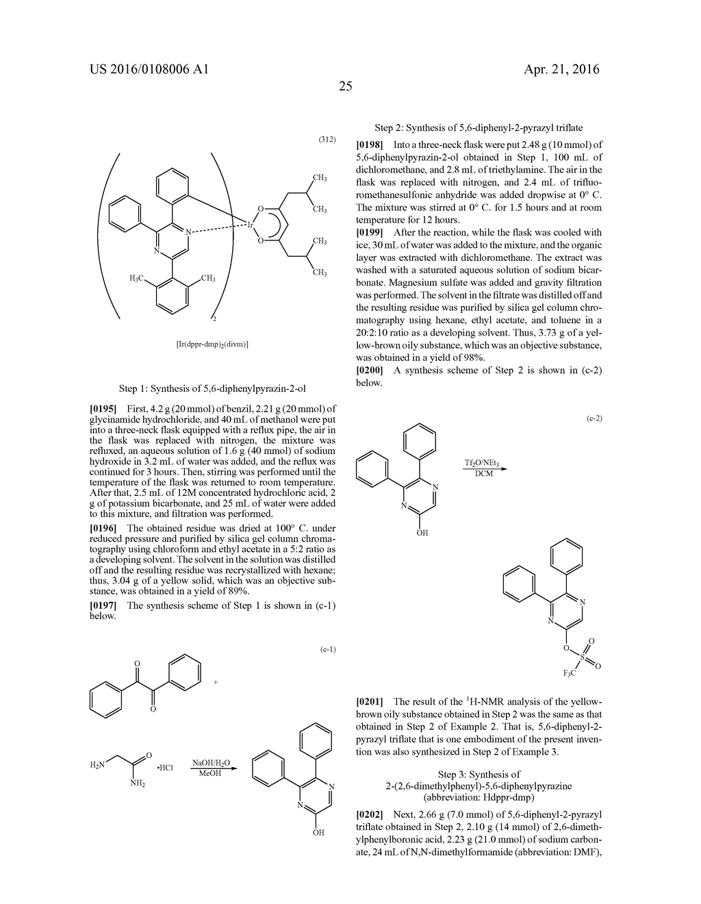 Synthesis Method of Organometallic Complex, Synthesis Method of Pyrazine     Derivative, 5,6-Diaryl-2-Pyrazyl Triflate, Light-Emitting Element,     Light-Emitting Device, Electronic Device, and Lighting Device - diagram, schematic, and image 40