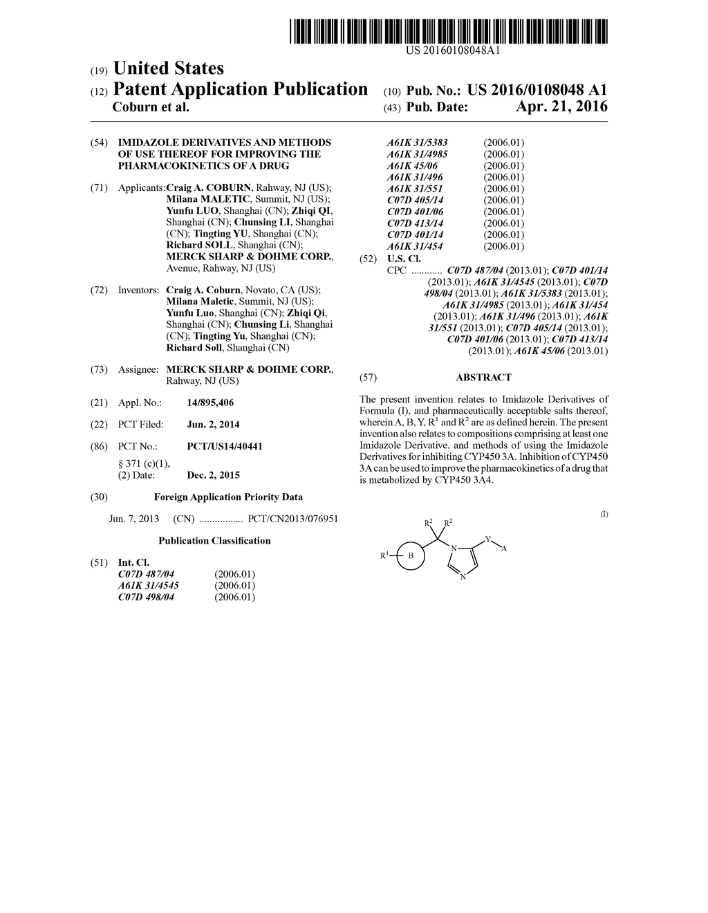 IMIDAZOLE DERIVATIVES AND METHODS OF USE THEREOF FOR IMPROVING THE     PHARMACOKINETICS OF A DRUG - diagram, schematic, and image 01