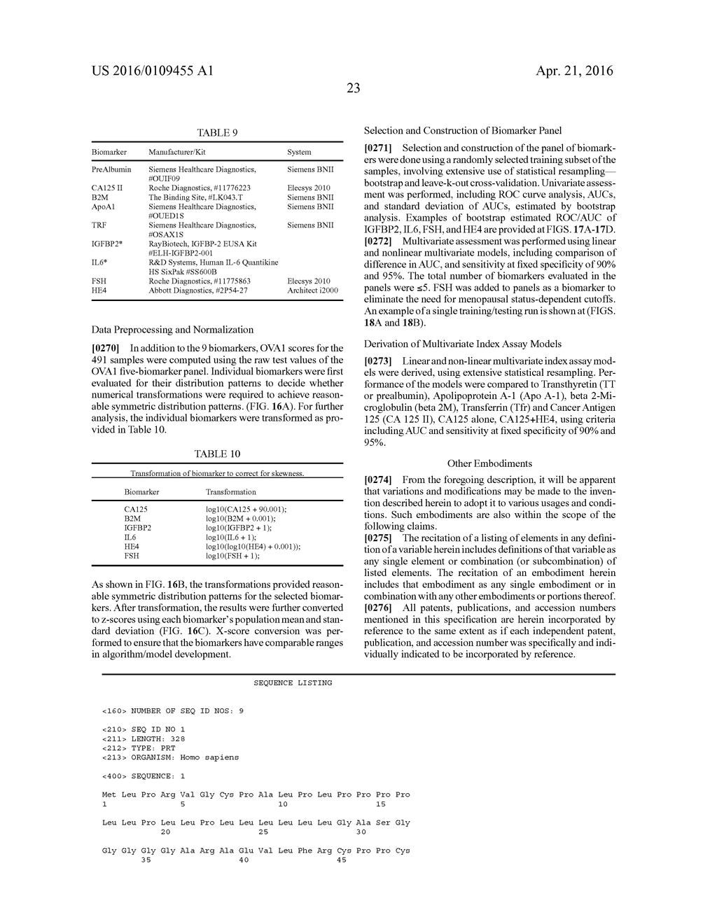 COMPOSITIONS FOR OVARIAN CANCER ASSESSMENT HAVING IMPROVED SPECIFICTY - diagram, schematic, and image 94