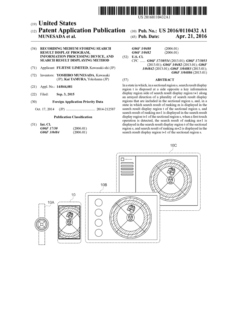 RECORDING MEDIUM STORING SEARCH RESULT DISPLAY PROGRAM, INFORMATION     PROCESSING DEVICE, AND SEARCH RESULT DISPLAYING METHOD - diagram, schematic, and image 01