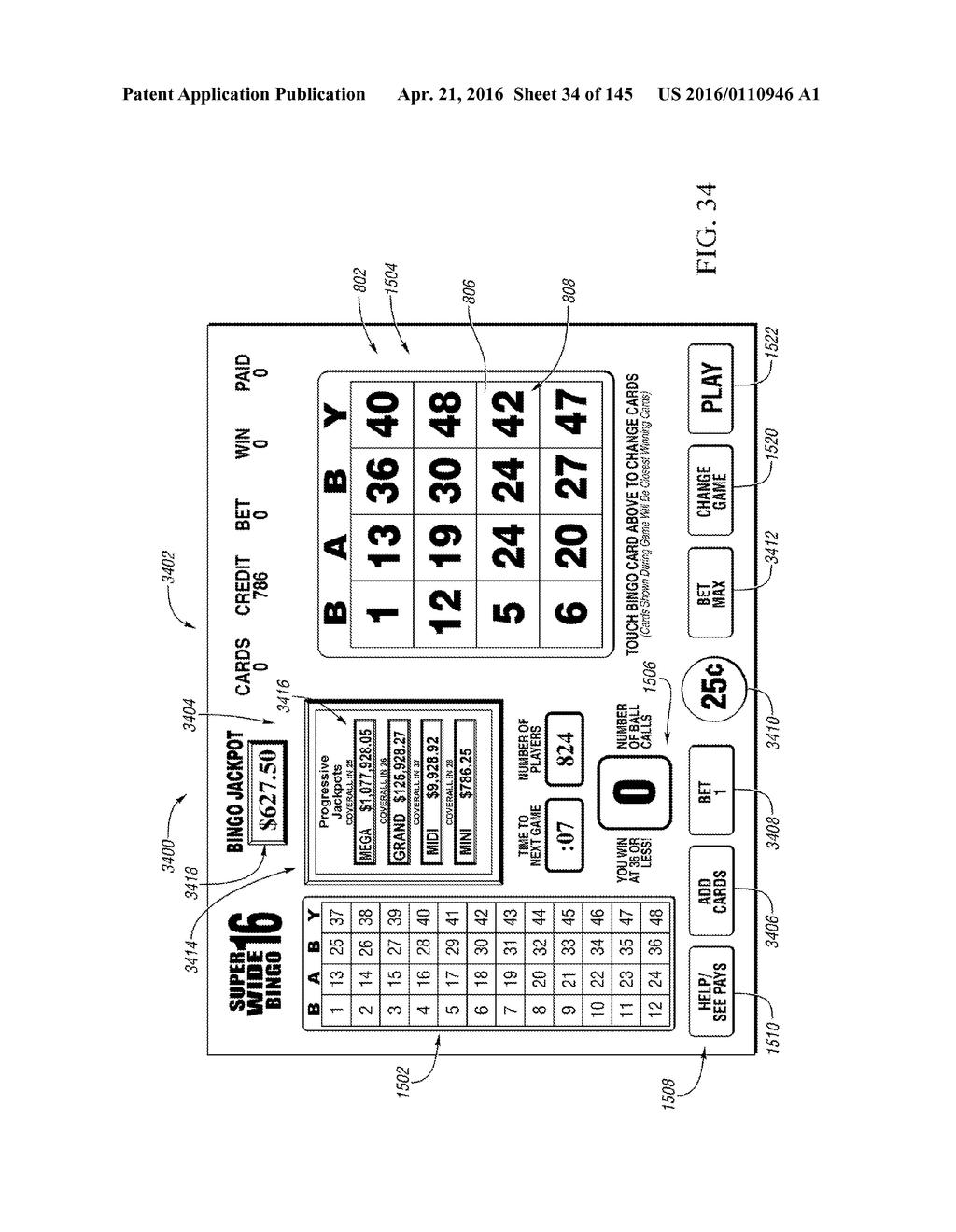 SYSTEMS AND METHODS FOR PLAYING A GAME OF CHANCE WITH BONUS FEATURE - diagram, schematic, and image 35