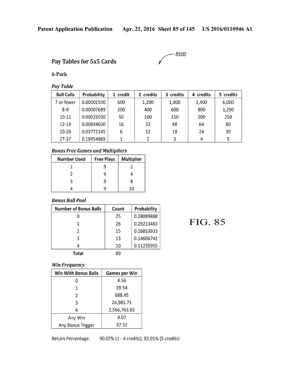 SYSTEMS AND METHODS FOR PLAYING A GAME OF CHANCE WITH BONUS FEATURE - diagram, schematic, and image 86