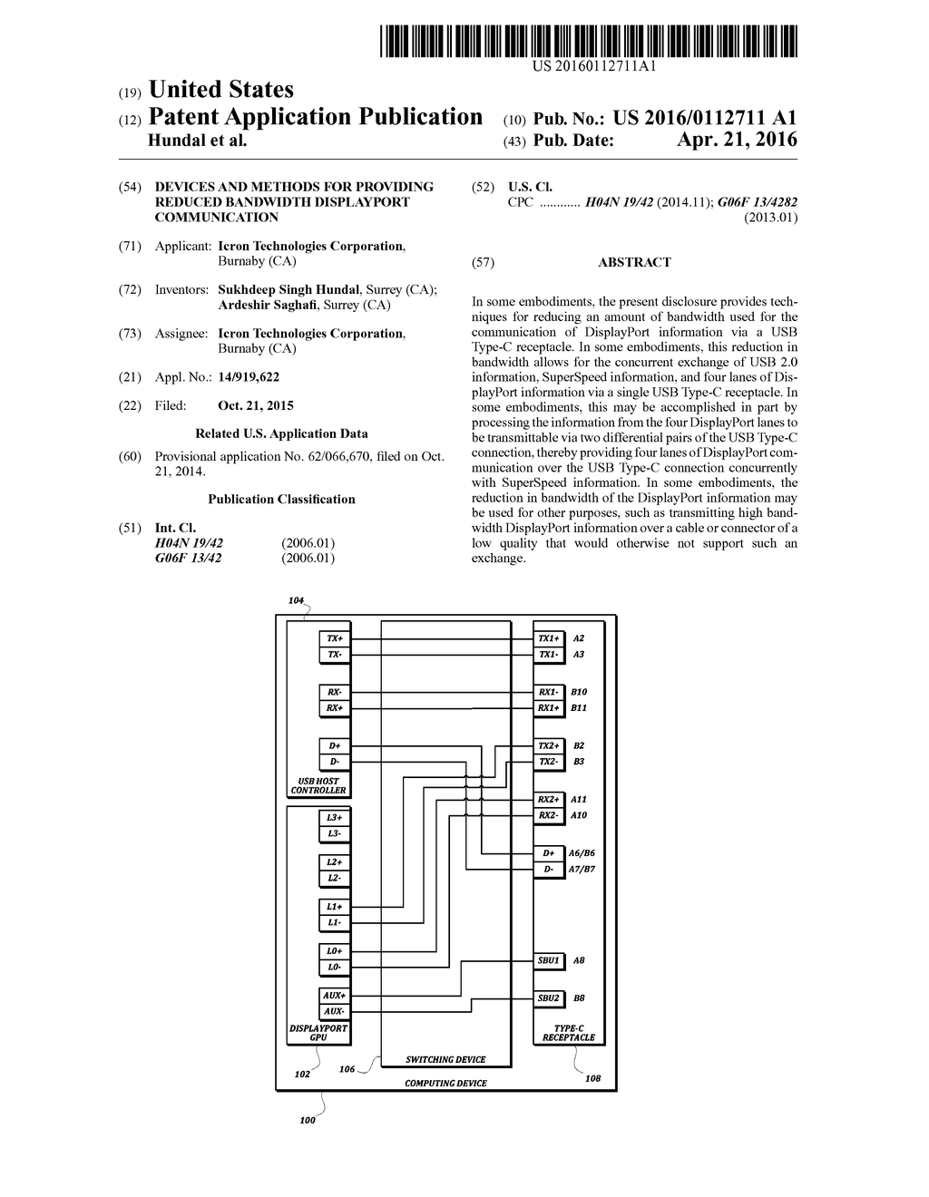 DEVICES AND METHODS FOR PROVIDING REDUCED BANDWIDTH DISPLAYPORT     COMMUNICATION - diagram, schematic, and image 01