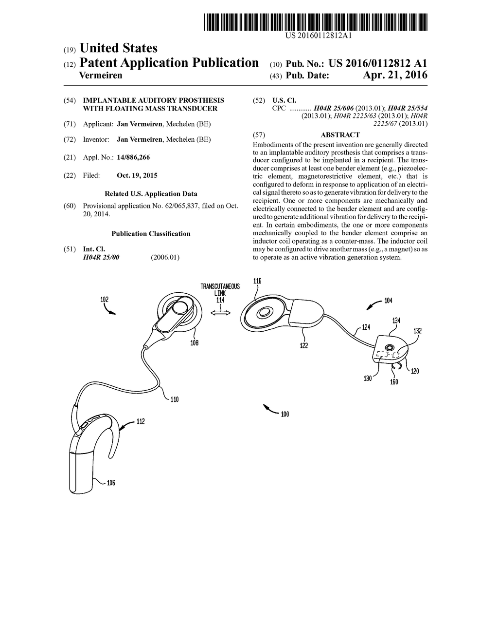 IMPLANTABLE AUDITORY PROSTHESIS WITH FLOATING MASS TRANSDUCER - diagram, schematic, and image 01