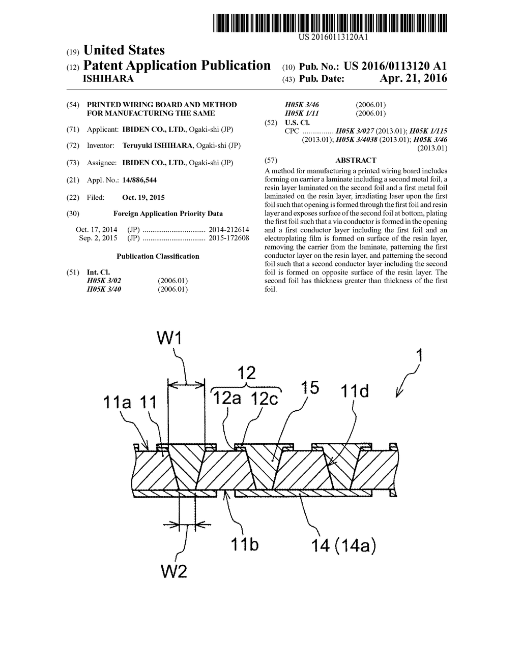 PRINTED WIRING BOARD AND METHOD FOR MANUFACTURING THE SAME - diagram, schematic, and image 01