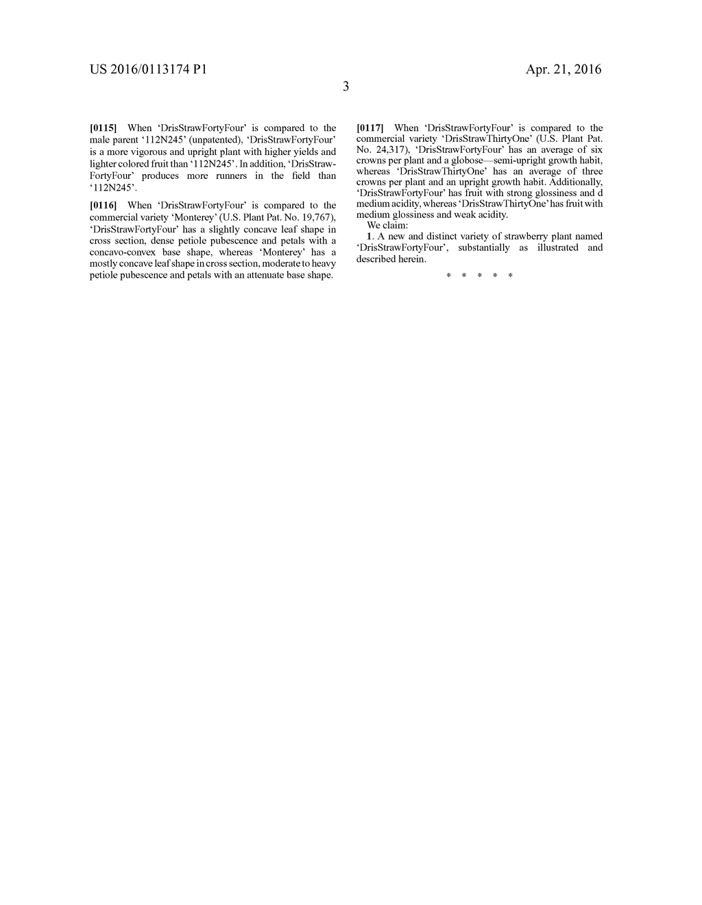 Strawberry plant named 'DrisStrawFortyFour' - diagram, schematic, and image 03